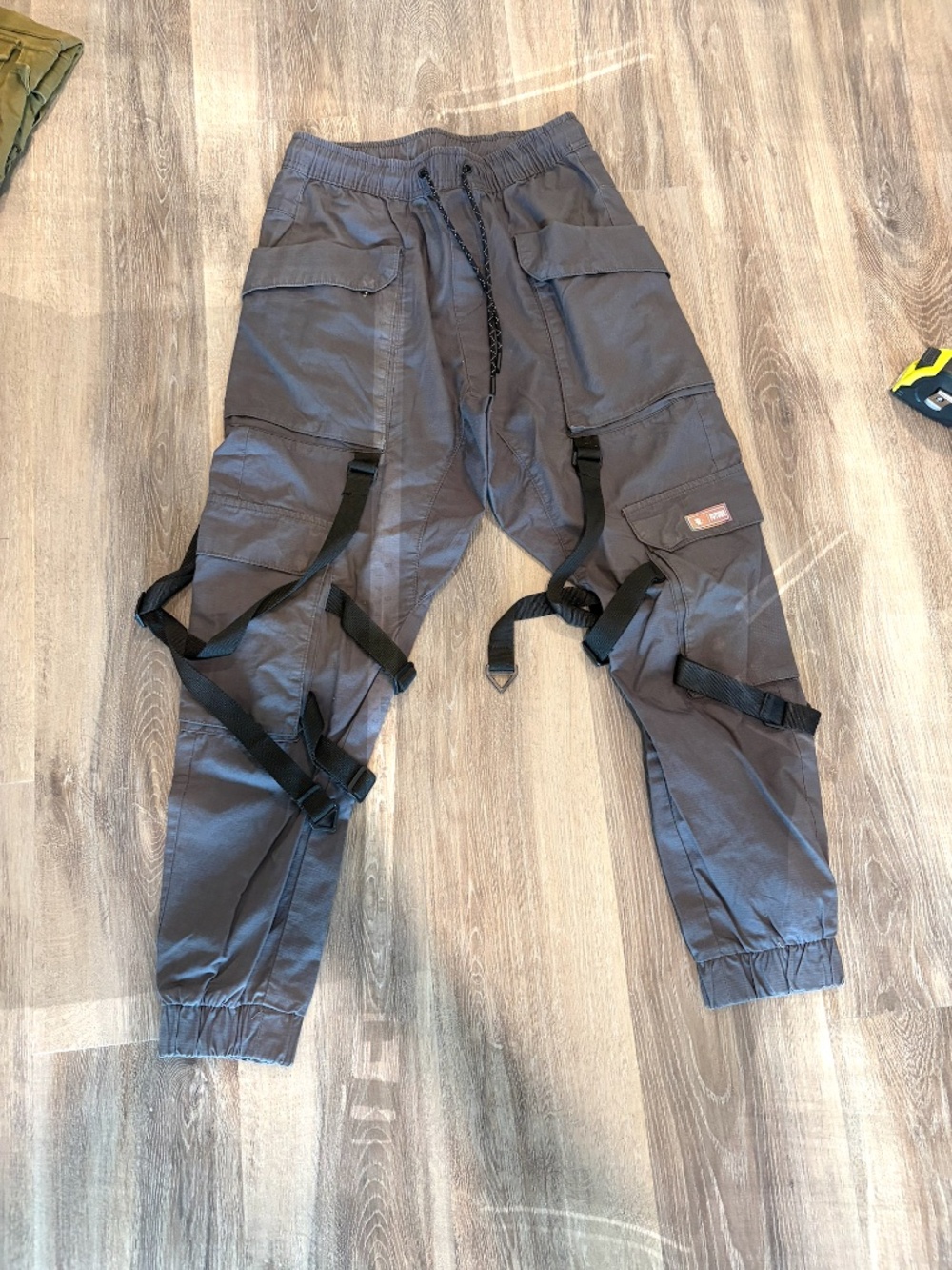 Bershka Grey Y2K Multi Strap Techwear Cargo Joggers Size S